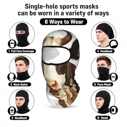 Máscara de esquí para hombre y mujer con diseño de vaca, cubrecabeza completo para exteriores, ideal para verano miniatura 3