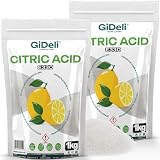 GiDeli Zitronensäure Pulver 2 kg in 2 Beuteln - E330 Lebensmittelqualität