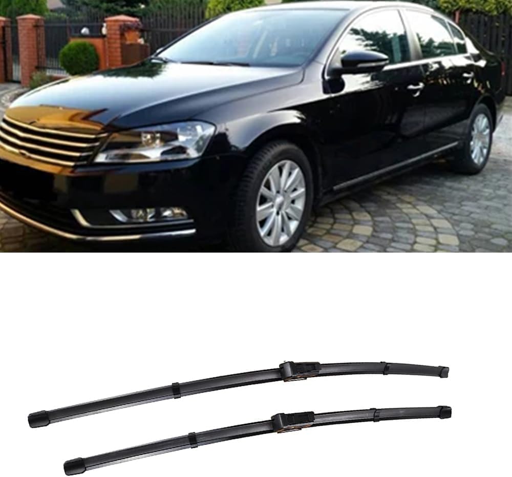 RESKIU Car Front Windshield Wiper Blade Set Replacement for Passat B7 2012-2015, All Season Windscreen Wipers Quiet Easy Installation
