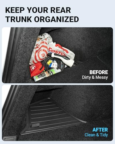 Image of Motrobe 2025 2026 Tesla Model Y Juniper Trunk Organizer Rear Trunk Storage Bins with TPE Lid Waterproof Trunk Side Storage box Model Y Refresh Interior Accessories(5-Seater ONLY, Not Fit 7-Seater)