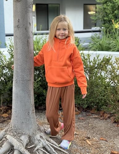 Image of Arshiner Girls Half Zip Sweatshirt Fleece Quarter Zip Pullover Sweatshirts | Fall Fashion Clothes for Teen Girls with Thumb Hole for 5-16 Years