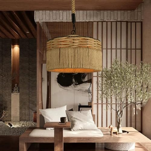 Suspension corde de chanvre rétro lustre rustique de haute qualité E27