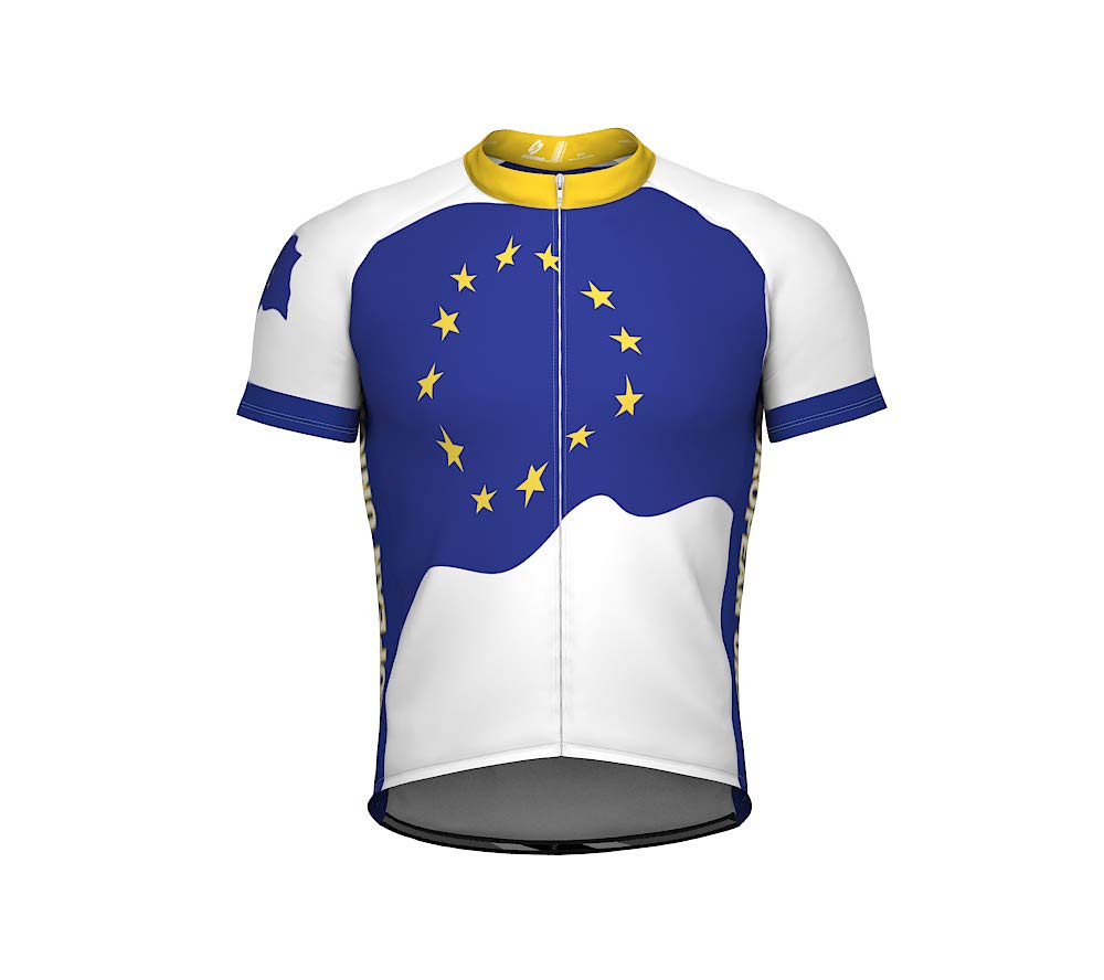 ScudoPro European Union Emblem Full Zipper Bike Short Sleeve Cycling Jersey for Men - Size L Multicolored