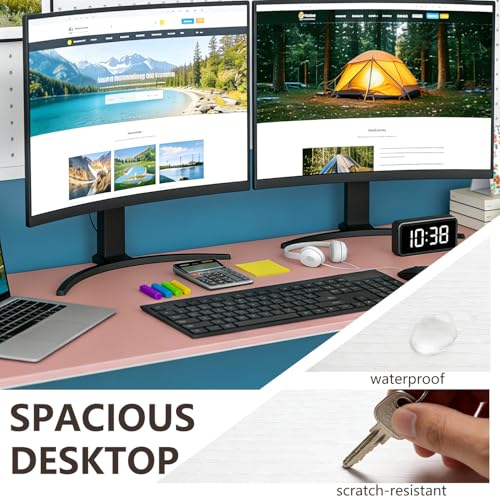 Image of BestOffice Computer Desk,Home Office Desk, Modern Simple Style for Home Office Study Writing (Pink, 63 Inch)