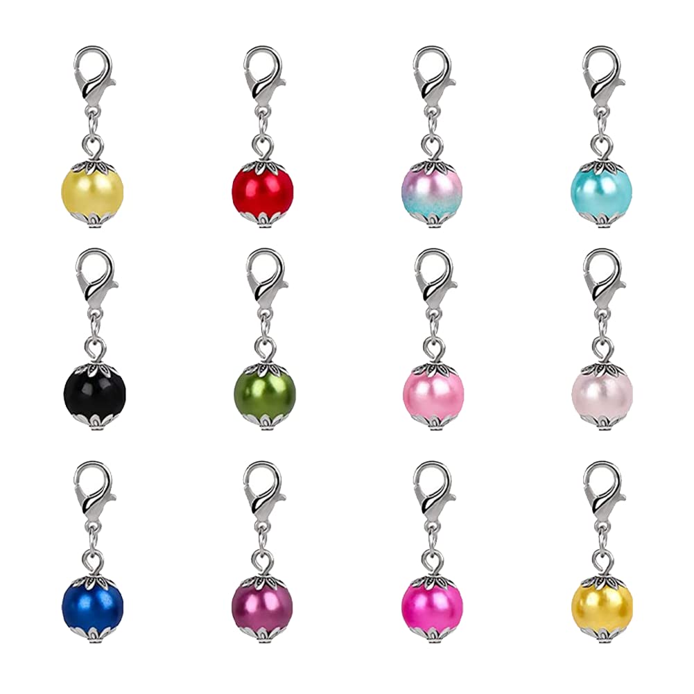 12 Segnapunti Per Maglia E Uncinetto – Ciondoli Con Moschettone – Multicolore 10 Mm
