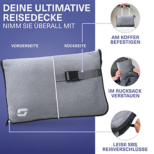 STYNGARD Flugzeugdecke mit weichem Kopfkissenbezug - Reisedecke 2 in 1 für Männer & Frauen - Verwandlungskissen - weiche & warme Decke Flugzeug Modell Toronto