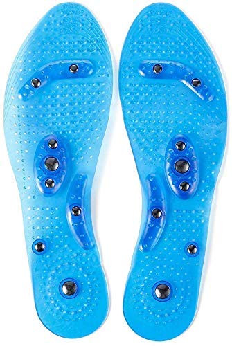 Massaging Insoles,Acupressure Magnetic Massage Foot Therapy Reflexology Pain Relief Shoe Insoles Washable and Cutable 1Pair (Blue)-B