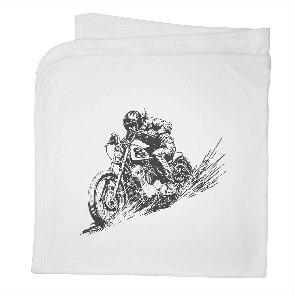 Azeeda 'Motorbike Rider' Baby Blanket - White (BY00052242)