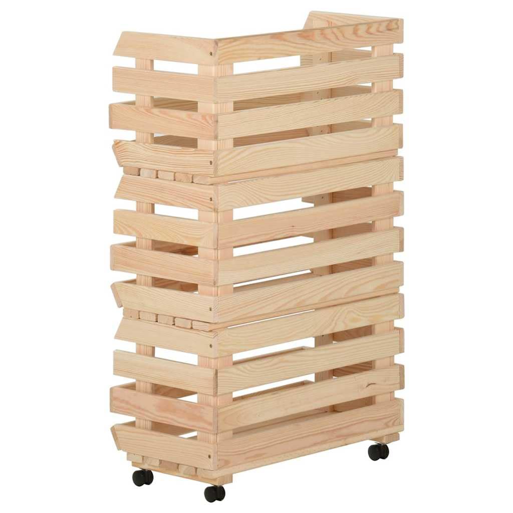 Carrello da cucina in legno di pino massiccio, 37 x 30 x 80 cm, con ruote, carrello rustico, versatile per cucina, sala da pranzo e soggiorno, ideale come carrello da portata e conservazione