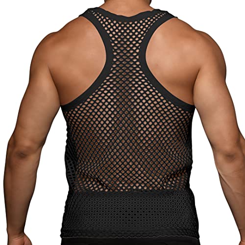 Beotyshow Mens Mesh Fishnet Tank Tops Fitted Sleeveless Night Club Style Muscle Top Summer Workout Beach Shirts2