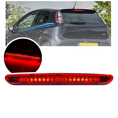 NSLUMO Lámpara de parada LED roja para tercera tercera luz de freno, arandela trasera, compatible con Fiat Punto Grande Ab.arth Evo OEM 2122000407