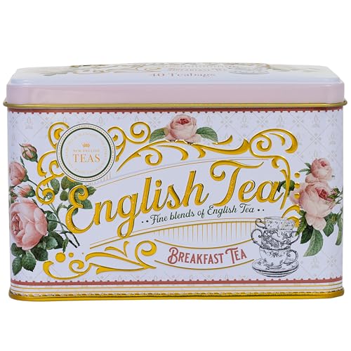 New English Teas English Rose Tea Tin with 40 English...