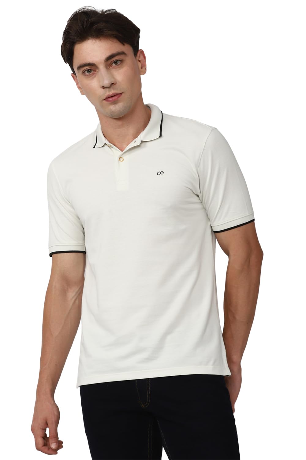 Men's Snug Fit Solid Polo T-Shirt with Coloured Collar Tipping| Cotton Rich| Premium Pique Weave