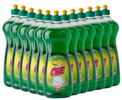 ONE Detersivo Liquido per Piatti al Limone, Pacco da 12 x 1L