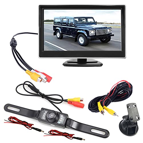 Câmera de backup 1080P com monitor de 5 polegadas Câmera de backup de matrícula para caminhonete SUV