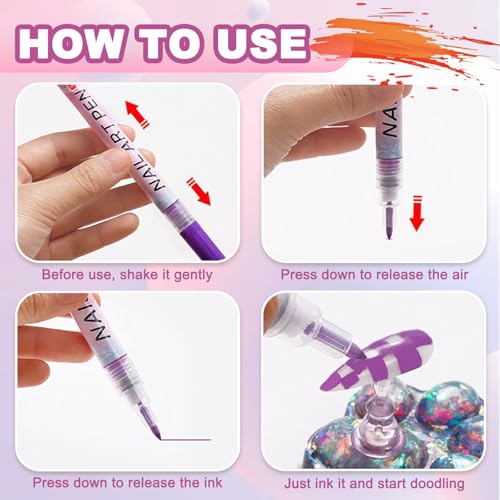Image of Nail Art Pens Set, 12 Color 0.7 MM Nail Art Markers Nail Polish Pens Drawing Painting Point Liner Painted Kit, Waterproof and Quick-drying Nail for DIY Design Manicure Tools