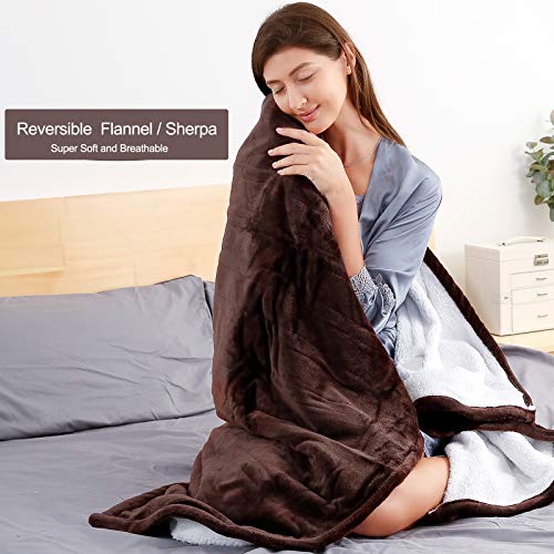 image for Homde Heated Electric Throw 50 Inch x 60 Inch Reversible Flannel/Sherp