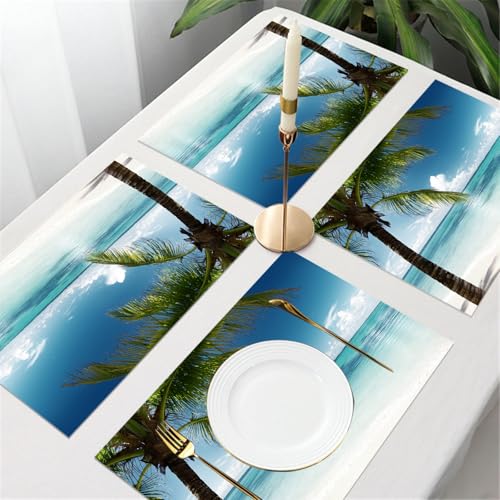 UREJD Tischsets Abwaschbar 4 Set,Vinyl Platzsets Abwaschbar für küche Speisetisch Hotel,Kaffeehaus,Festsaal,Platz-Matten,Strandlandschaft Lizenzfreie Fotos,30x45cm UREJD Tischsets Abwaschbar 4 Set,Vinyl Platzsets Abwaschbar für küche Speisetisch Hotel,Kaffeehaus,Festsaal,Platz-Matten,Strandlandschaft Lizenzfreie Fotos,30x45cm