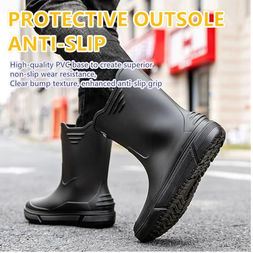 Rain Boots for Women men, Rubber Boots Waterproof with PVC Unique Design, Comfort Lightweight Work Mud Boots, Resistant Durable Slip Garden Boots for Fishing Farming Gardening2