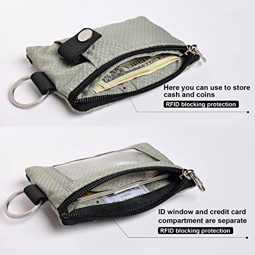 Image of CHENSPRX Minimalist RFID Blocking Small Wallet with ID Window,WaterResistant Zip Id Case Wallet with Lanyard Keychain for Cards,Cash,Travel,Women,Men