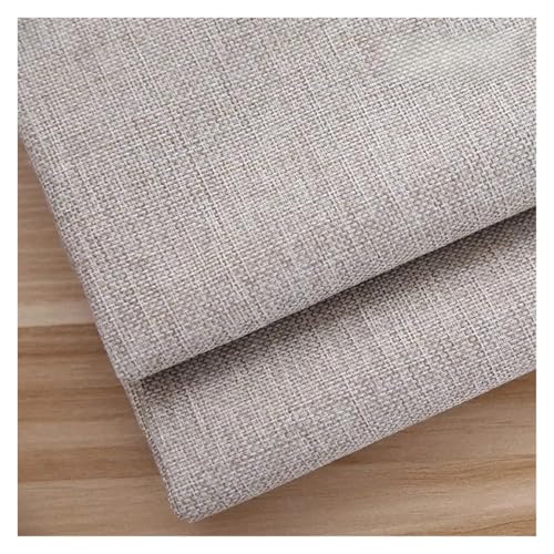Tela de lino lisa for funda sofá, fundas almohada, cortinas, mantel, costura, tela cómoda, color morado y rojo(1200D-2 beige grey)