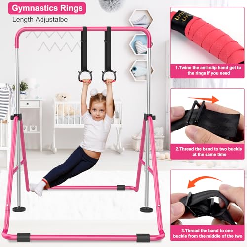 Gymnastic Bars for Kids with Adjustable Height, Folding Gymnastic Training Kip Bar, Expandable Horizontal Bar for Home - Image 5