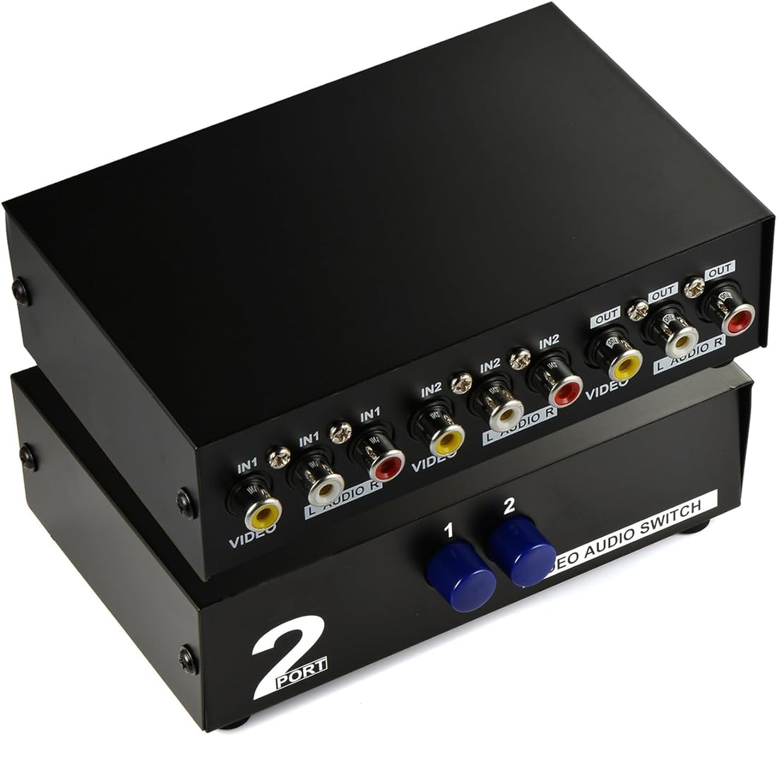 ETZIN 2 Way AV Switch RCA Switcher 2 in 1 Out Composite Video L/R Audio Selector Box for DVD STB Game Consoles-Black-picture-12