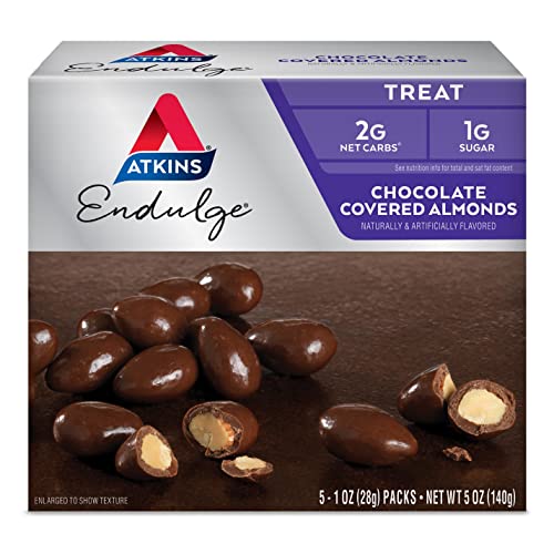Endulge cubiertas de chocolate, almendras, 5 paquetes, 1 oz (28 g) Cada Atkins -