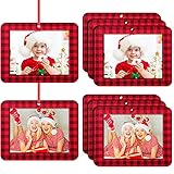 12 Pieces Christmas Felt Hanging Photo Frames Christmas Photo Frame Ornament Buffalo Plaid Photo Ornament Christmas Ornament Picture Frame for Holiday Picture Frame Christmas Tree Decoration Supplies