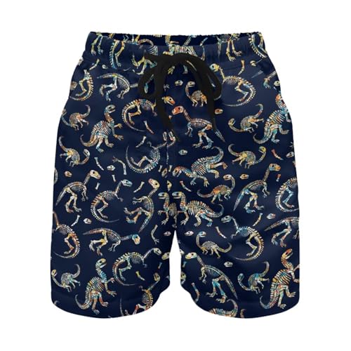 TOADDITDO Dinosaur Print Boys Swim Trunks Quick Dry Beach Trunks with Pockets for Holiday