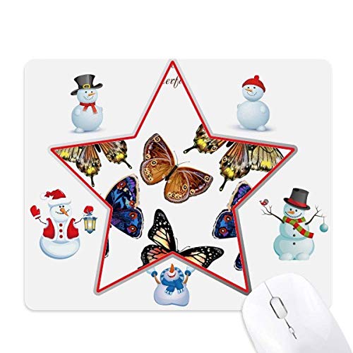 Tapis de souris Papillons de Noël avec base en caoutchouc stable