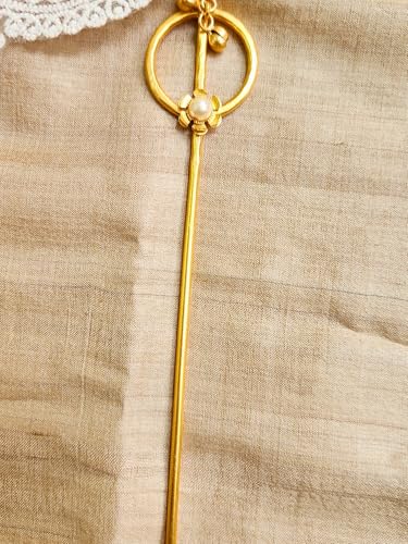 Image of Hair Bun Cage Accessory for Women | Handcrafted Brass Juda Cover with Stick | Anti-Tarnish Traditional Hair Accessory for Wedding & Festive (Ghungroo Hair Bun (Golden))