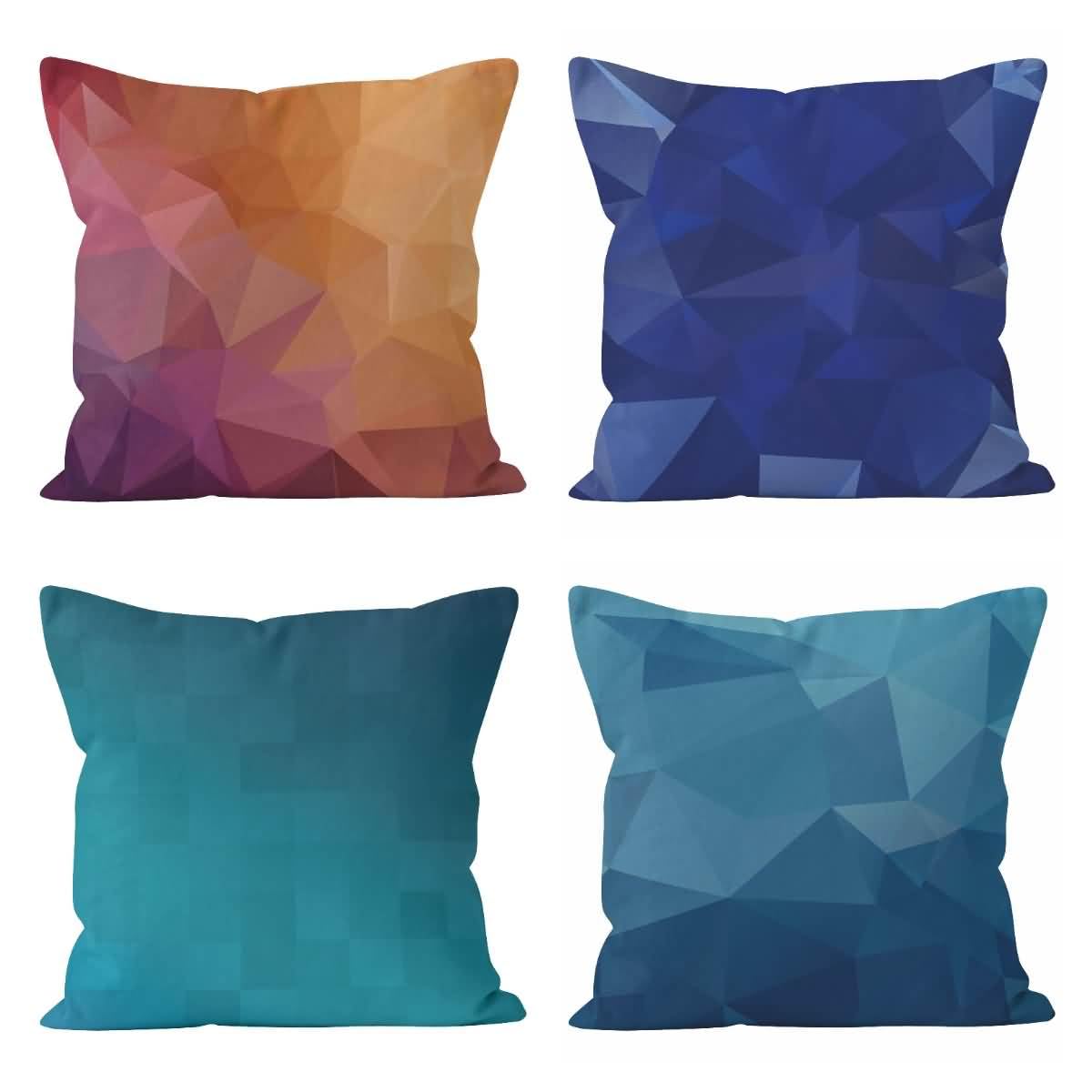 Taie d'oreiller en soie et lin CEVAN 50x50cm, lot de 4 housses géométriques