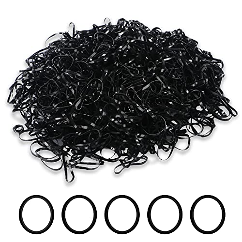 1000PCS Rubber Elastic Hair Ties, Elastic Hair Tie-Diameter in Around 20mm, Durable Cute Hair Bands for Little Baby Girls Hair by XieNie(Black )
