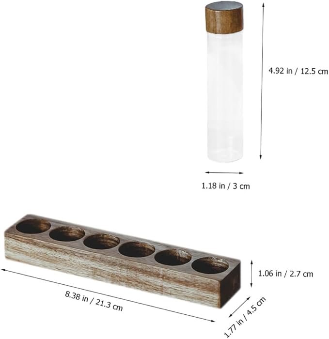 Set de 6 Tubos de Vidrio para Almacenar Granos de Café con Soporte de Madera miniatura 3