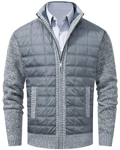 Image of VtuAOL Men's Cardigan Sweaters Casual Full Zip Sweaters Knitted Cardigan with Pockets