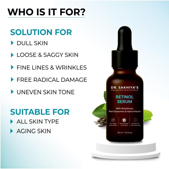 Image of Dr. Sakhiya's 2% Retinol Serum, Glutathione, Alpha Arbutin & Plant Exosomes | Anti-Aging, Dark Spot & Wrinkle Treatment | For All Skin Types | 30ml