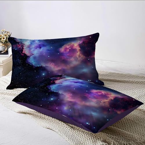 Housse de couette réversible motif nébuleuse avec fermeture éclair invisible - 7