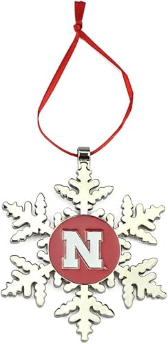 Adorno navideño de copo de nieve de Nebraska Cornhuskers