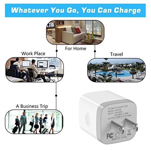 X-EDITION USB Wall Charger,4-Pack 2.1A Dual Port USB Cube Power Adapter Wall Charger Plug Charging Block Cube for Phone 8/7/6 Plus/X, Pad, Samsung Galaxy S5 S6 S7 Edge,LG, Android (White)