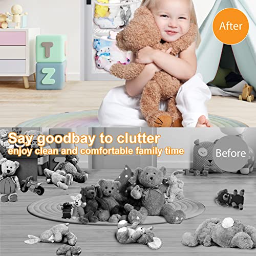 Adgoaler Stuffed Animal Storage, Over Door Stuff Animals Organizer With 4 Large Pockets For Kids Plush Stuffies, Hanging Toy Plush Storage For Nursery, Bedroom, Easy Installation (White) #TOP2