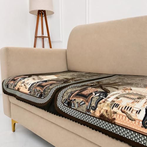 Image of Homerz Premium 'Luxe Series' Sofa Cover | Holland Velvet Fabric | Smooth Finish | Anti-Slip Fleece Backing Couch Protector (Maharaja, 6 (3+2+1) Seater, Only Seat Cover)