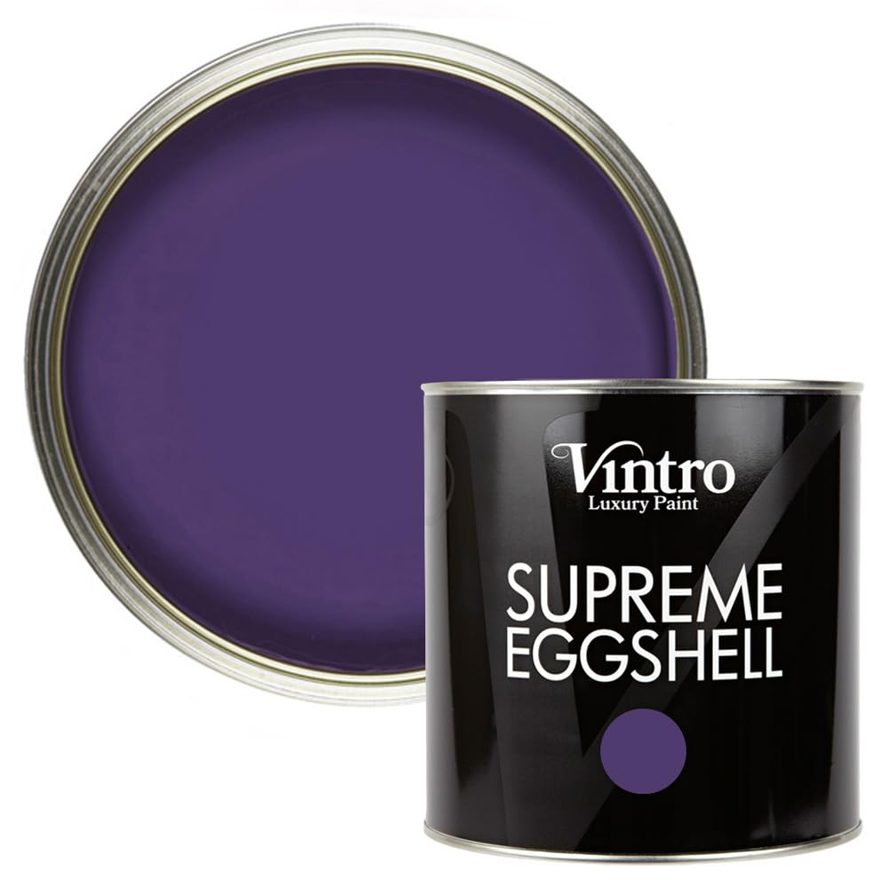 Vintro Paint Purple Eggshell For Walls Wood Trim Satin Furniture Paint Interior & Exterior 2.5L (Royal Purple) from B&Q