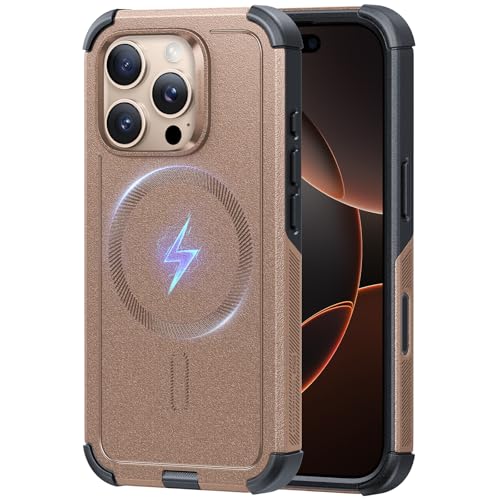 Image of ESR for iPhone 16 Pro Phone Case, 23ft Military-Grade Drop Protection, Shock-Absorbing Rugged Cover, MagSafe Accessories Compatible, Cyber Series, Desert Titanium