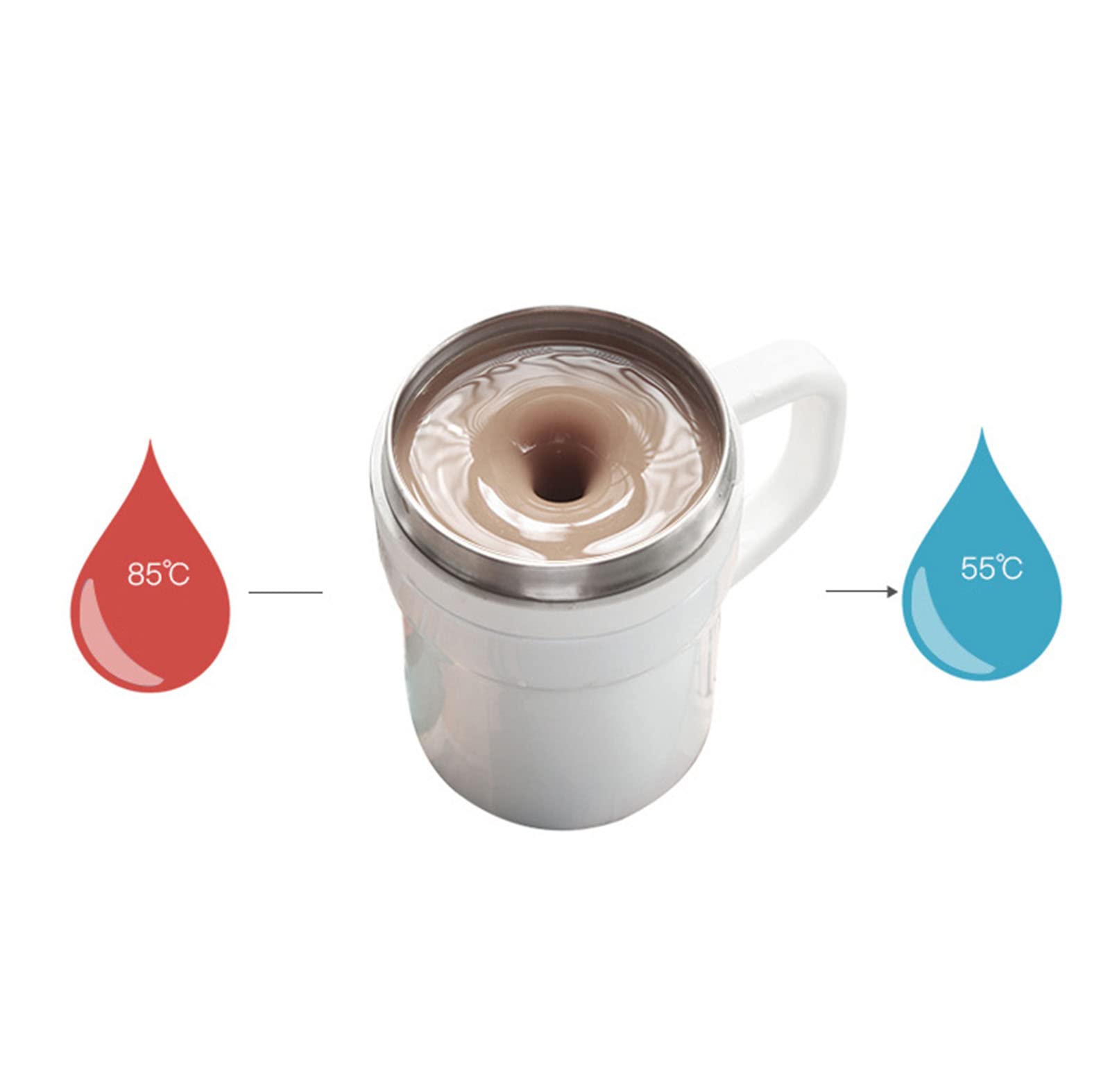 Taza de café de 320 ml con agitación automática, de Acero Inoxidable, con Calentamiento magnético, para café y Leche.