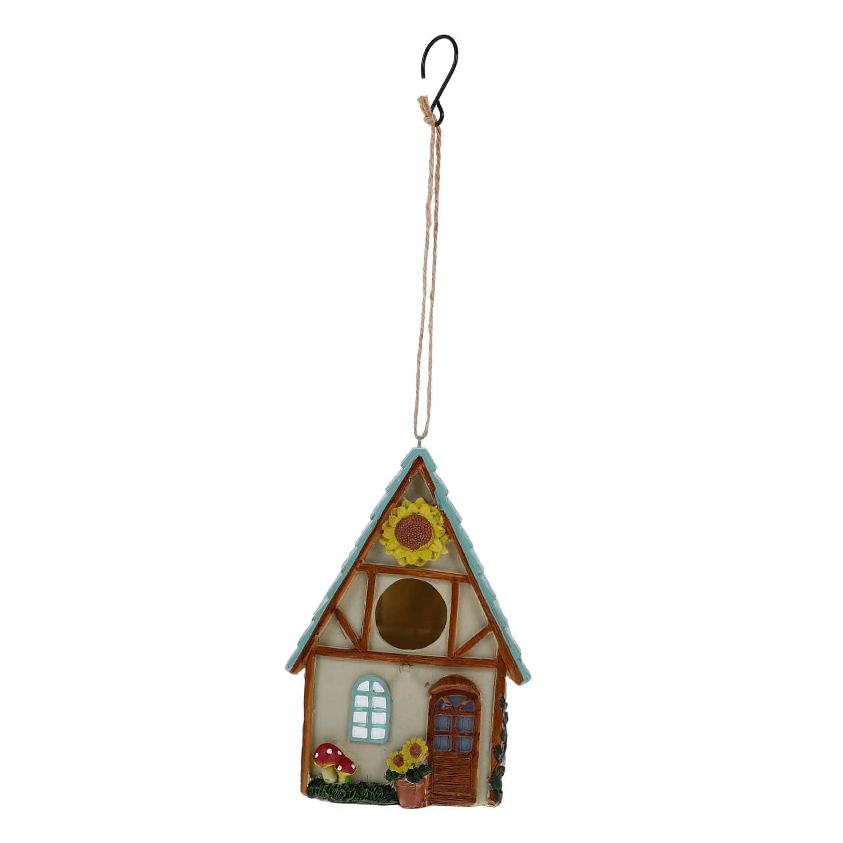 Abaodam Casa Nido Decorativa Colgante de Resina para Cría de Aves | Apta para Alondras y Aves Pequeñas, Uso en Jaula o Exterior, Diseño de Casita Sencilla y Elegante