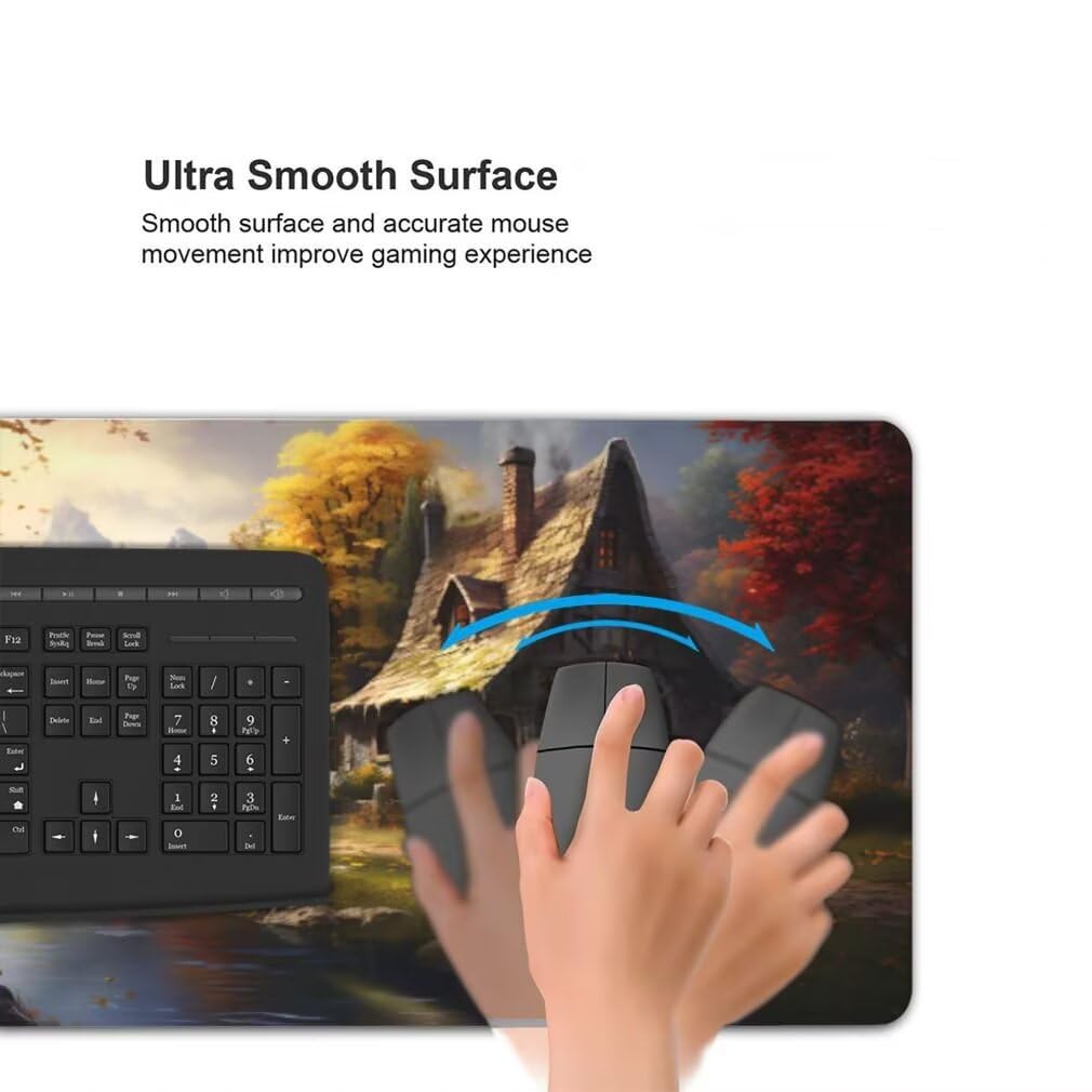 Tappetino Mouse Paesaggio da Favola, Mouse Pad XXL 1000 x 500 x 3 mm, Fiume Nella Foresta Tappetino Gaming Grande Sottomano Scrivania, Impermeabile Mousepad con Base in Gomma Antiscivolo -MP863