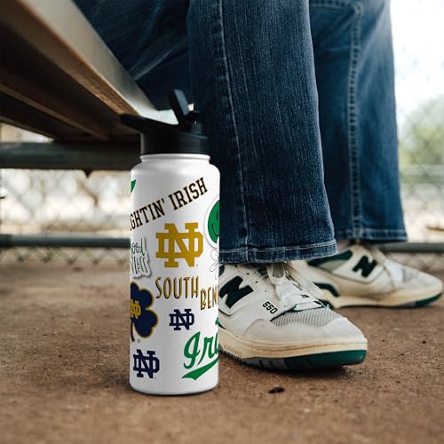 Image of Logo Brands NCAA Native 34 oz Quencher Water Bottle - | Local Icons Design | Double-Wall Insulated| Leak-Proof Lid & Built-In Straw
