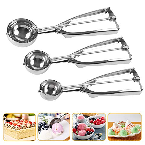 LAO XUE Cookie Scoop Set, Stainless Steel Cookie Scoops with Trigger Release,Include Large-Medium-Small