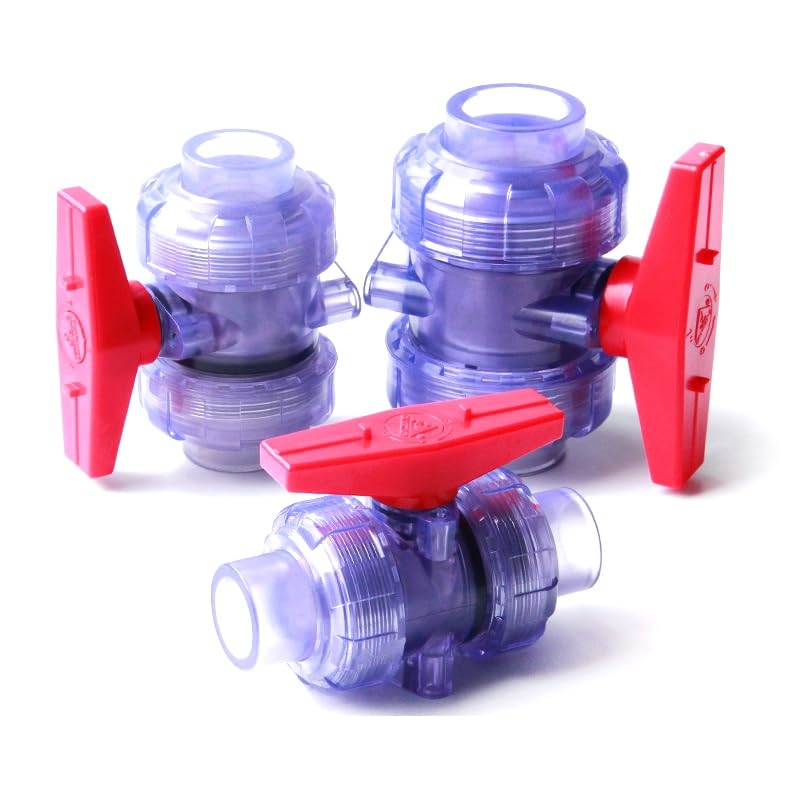 Zawór kulowy PVC z gwintowanym zamknięciem, Przezroczyste złącza PCV 20-50 mm Trójnik z kulką Sprawdź drenaż akwarium ogrodowego(Union Ball 20MM)